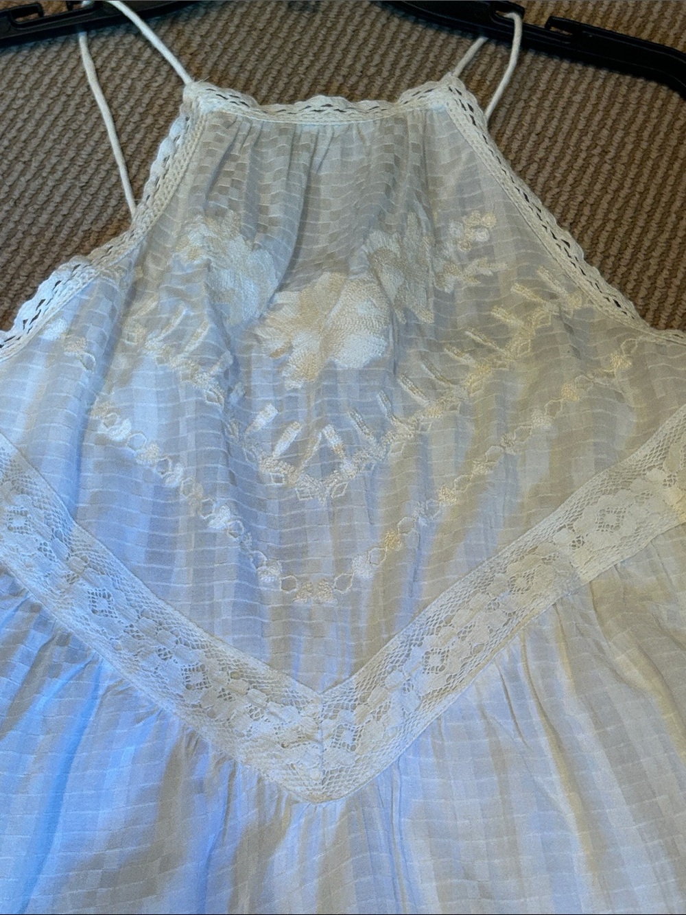 NWT Free People elisa tunic Ivory Crochet Trim Halter Tunic top size S/M - Picture 10 of 10